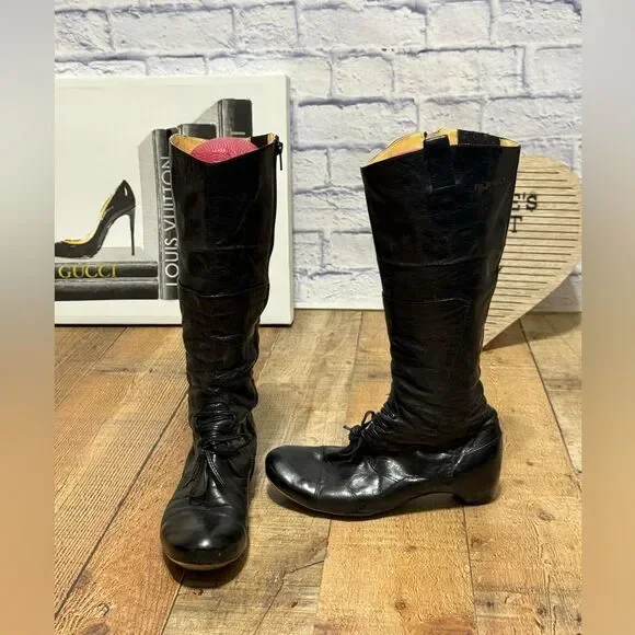 Vintage Prophecy Heeled Leather Boots Goth Steampunk Victorian black